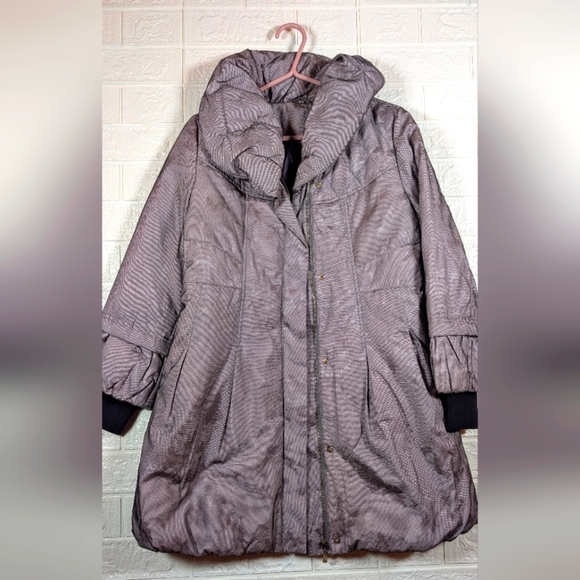 Women's Gray‎ Purple Puffer Coat - Picture 2 of 5